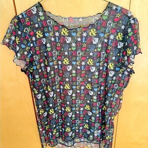 Terry Bicycle Sheer Mesh Black Multicolor Cycling Top